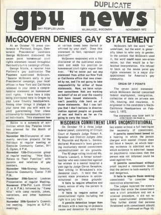 GPU (Gay People's Union) News Nov. 1972