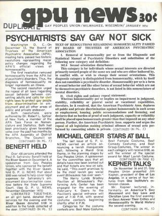 GPU (Gay People's Union) News January 1974
